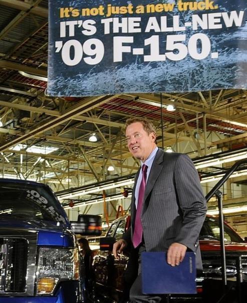 Bill Ford, executive chairman, Ford Motor Company celebrates the 2009 F150 Job #1 launch with employees and media.